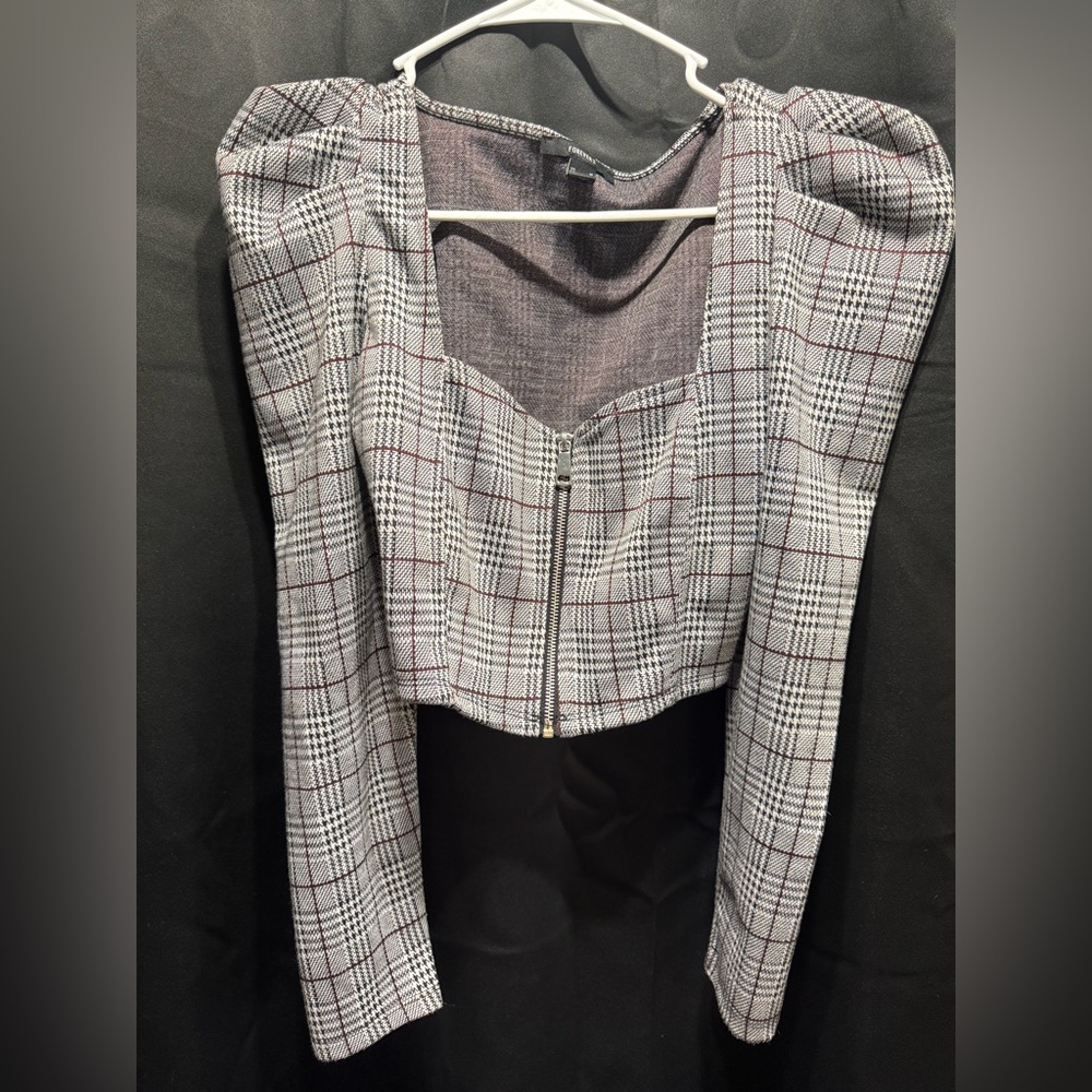 Forever 21 Jacket Blazer Plaid Zip Up